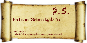 Haiman Sebestyén névjegykártya